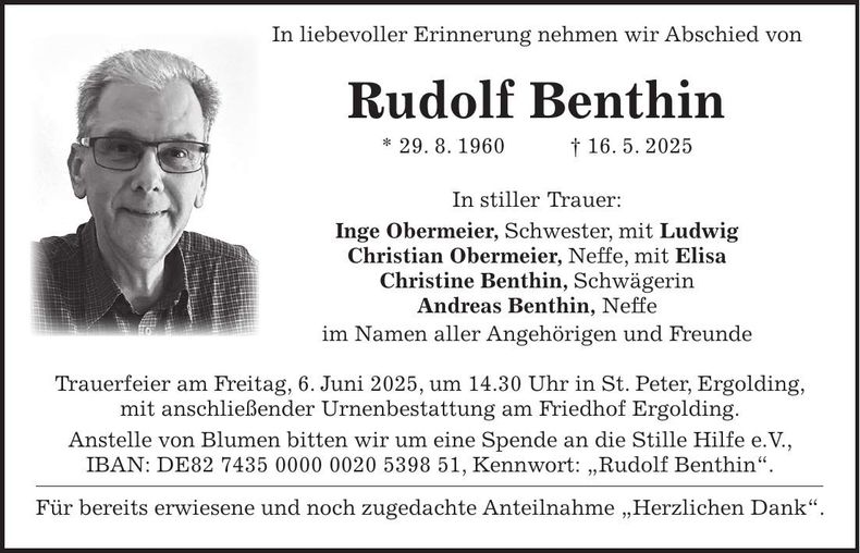 Traueranzeige Rudolf Benthin