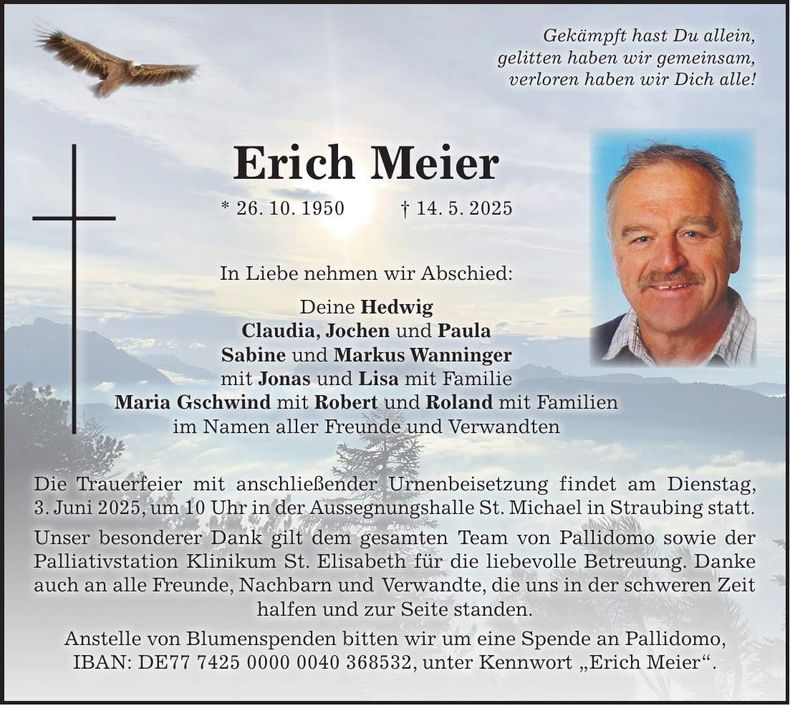 Traueranzeige Erich Meier