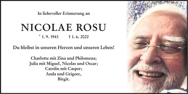 Traueranzeige Nicolae Rosu