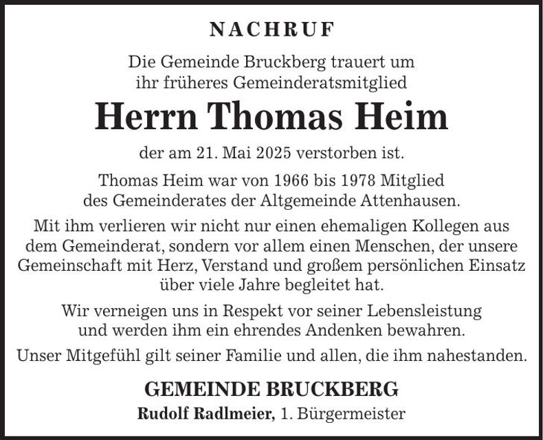 Traueranzeige Thomas Heim
