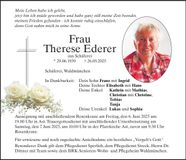 Traueranzeige Therese Ederer