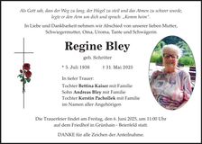 Traueranzeige Regine Bley