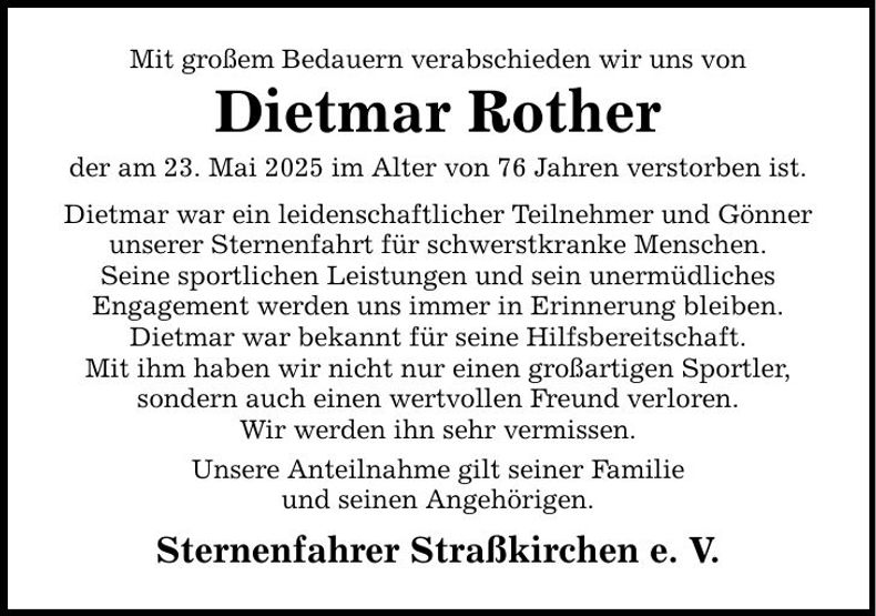 Traueranzeige Dietmar Rother