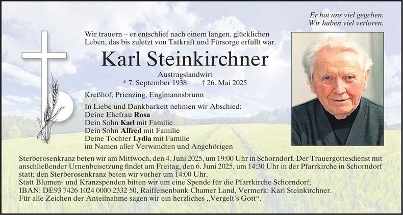 Traueranzeige Karl Steinkirchner