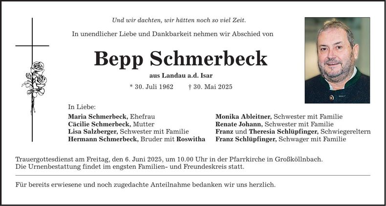 Traueranzeige Bepp Schmerbeck