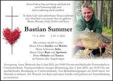 Traueranzeige Bastian Summer