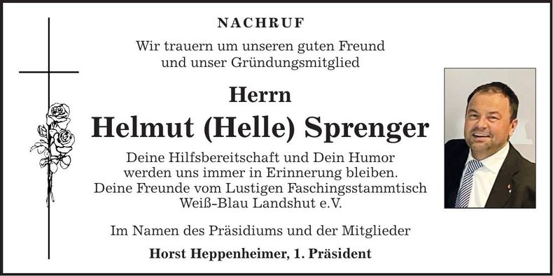 Traueranzeige Helmut Sprenger