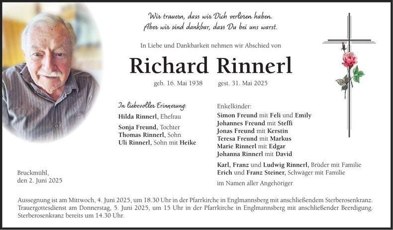 Traueranzeige Richard Rinnerl