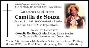 Traueranzeige Kamilla de Souza