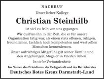 Traueranzeige Christian Steinhilb
