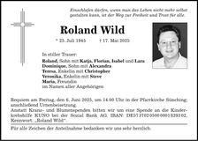 Traueranzeige Roland Wild