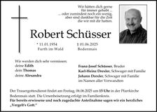 Traueranzeige Robert Schüsser