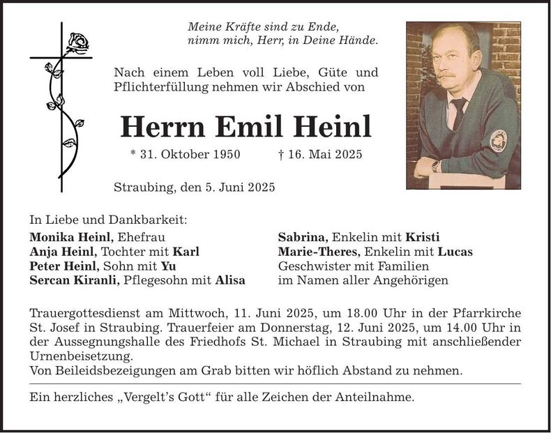 Traueranzeige Emil Heinl