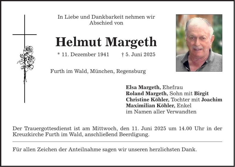 Traueranzeige Helmut Margeth