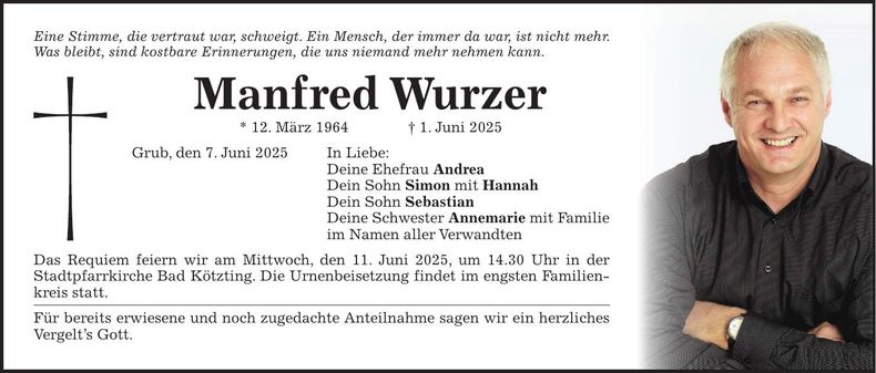 Traueranzeige Manfred Wurzer