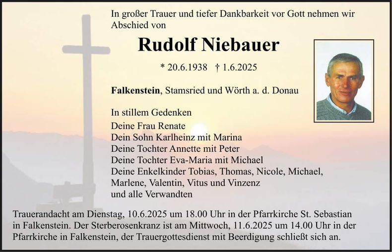 Traueranzeige Rudolf Niebauer