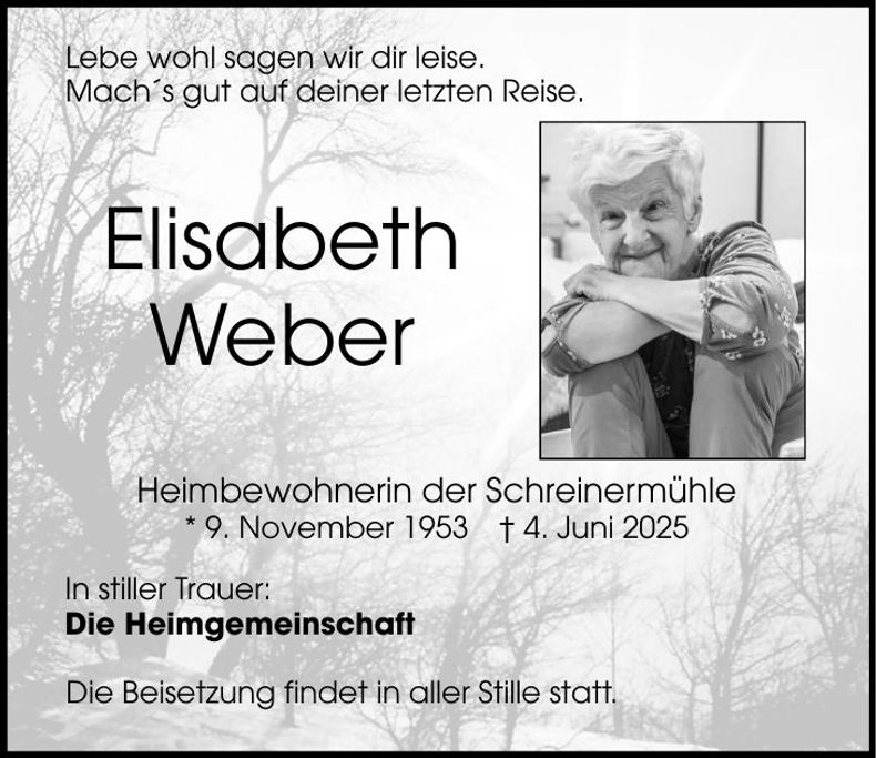 Traueranzeige Elisabeth Weber
