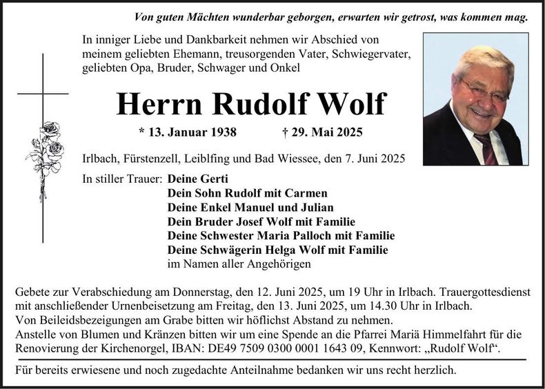 Traueranzeige Rudolf Wolf