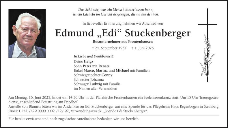 Traueranzeige Edmund Stuckenberger