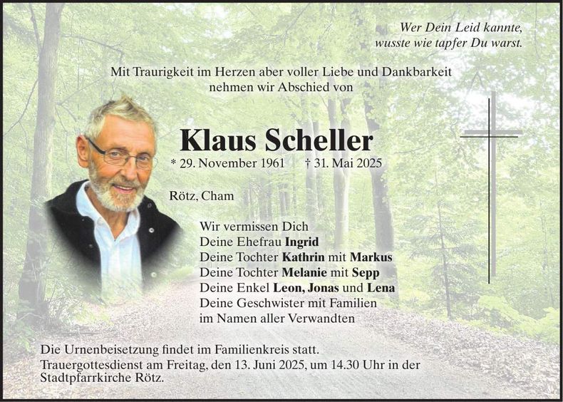 Traueranzeige Klaus Scheller