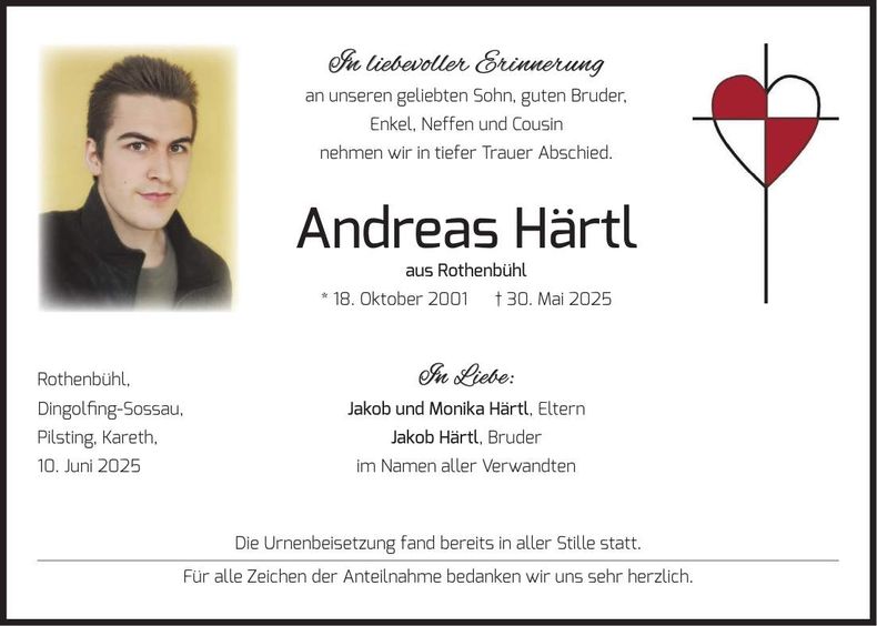Traueranzeige Andreas Härtl