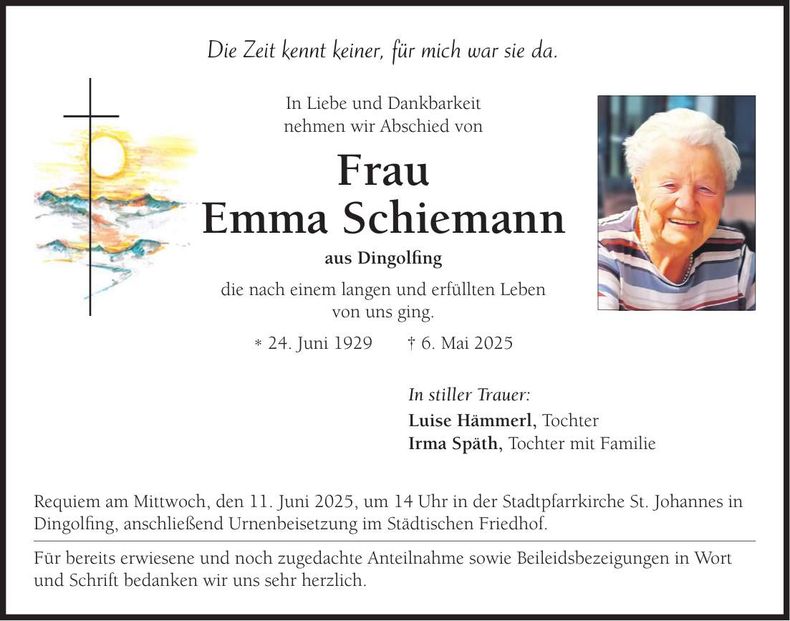 Traueranzeige Emma Schiemann