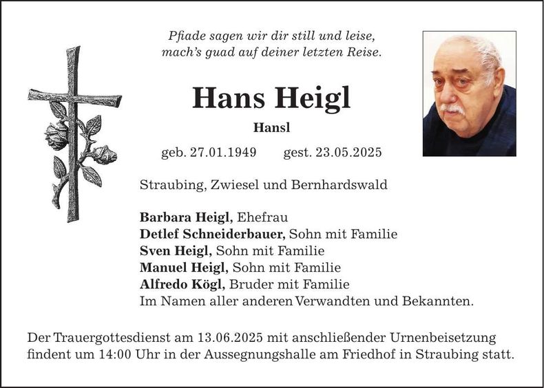 Traueranzeige Hans Heigl