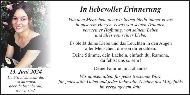 Traueranzeige Ramona Wildsfeuer