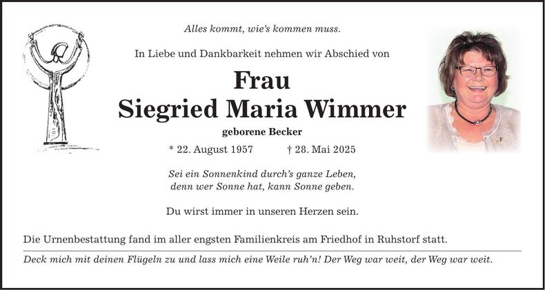 Traueranzeige Siegried Maria Wimmer