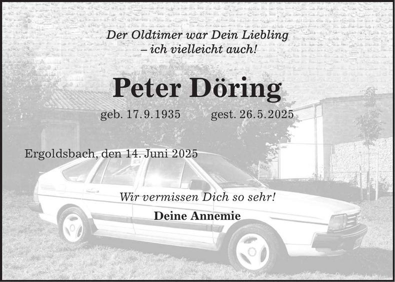 Traueranzeige Peter Döring