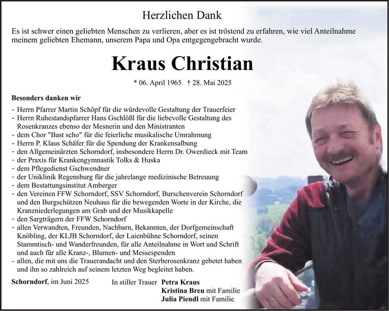 Traueranzeige Christian Kraus