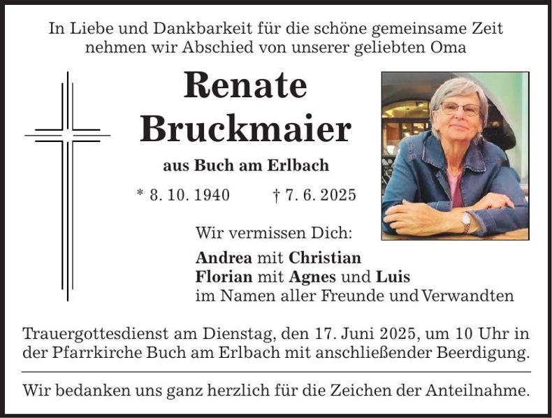 Traueranzeige Renate Bruckmaier