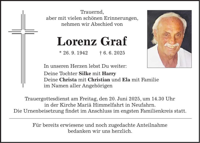 Traueranzeige Lorenz Graf