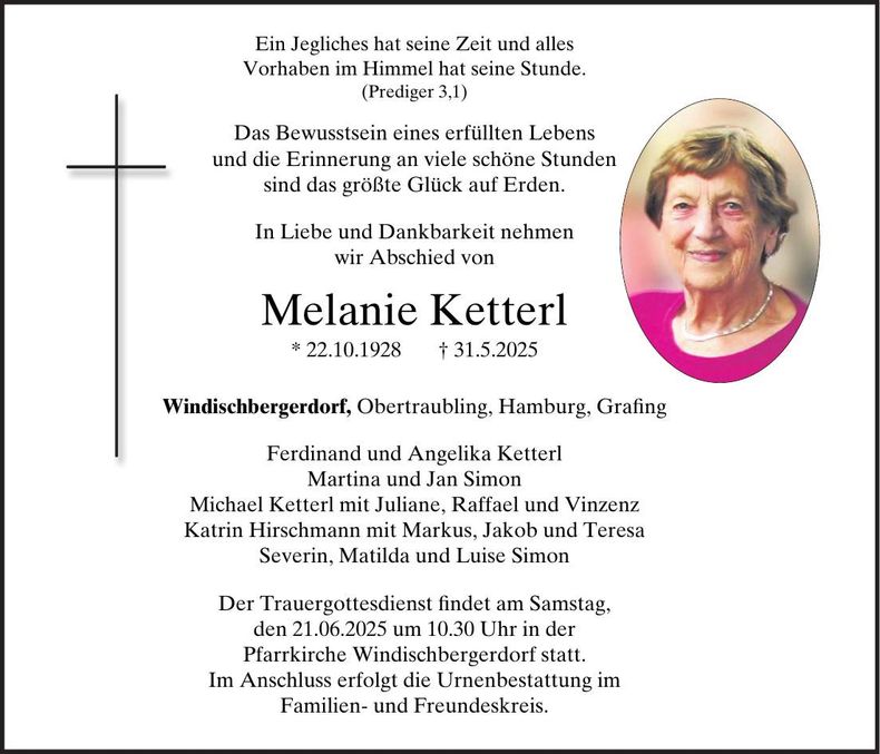 Traueranzeige Melanie Ketterl