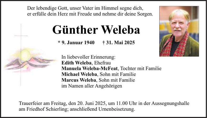 Traueranzeige Günther Weleba