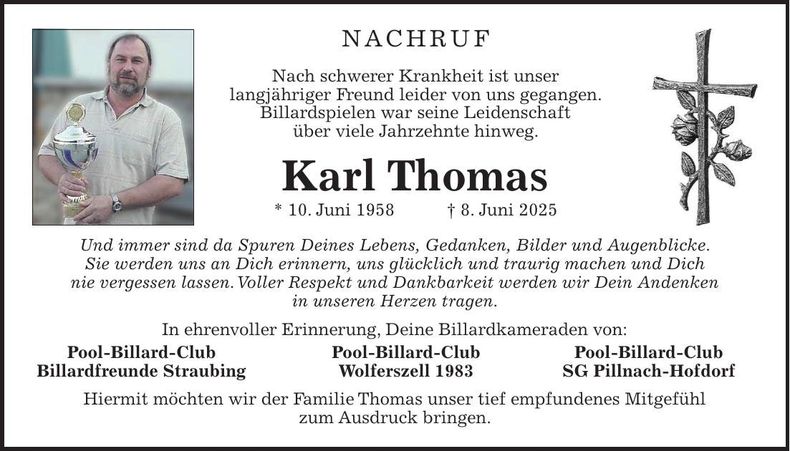 Traueranzeige Thomas Karl