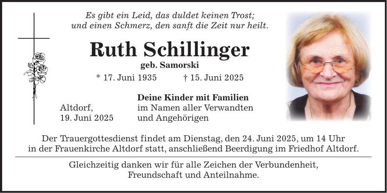 Traueranzeige Ruth Schillinger
