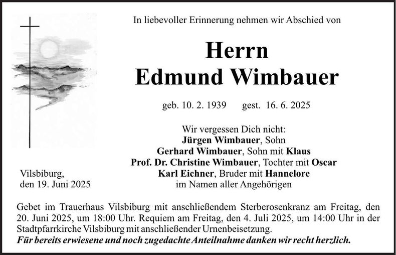 Traueranzeige Edmund Wimbauer