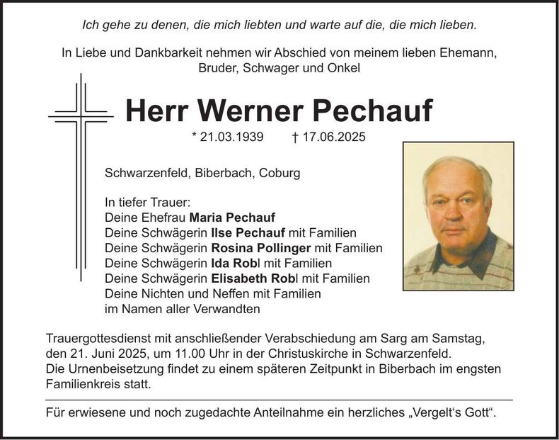 Traueranzeige Werner Pechauf