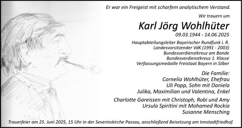 Traueranzeige Karl Jörg Wohlhüter