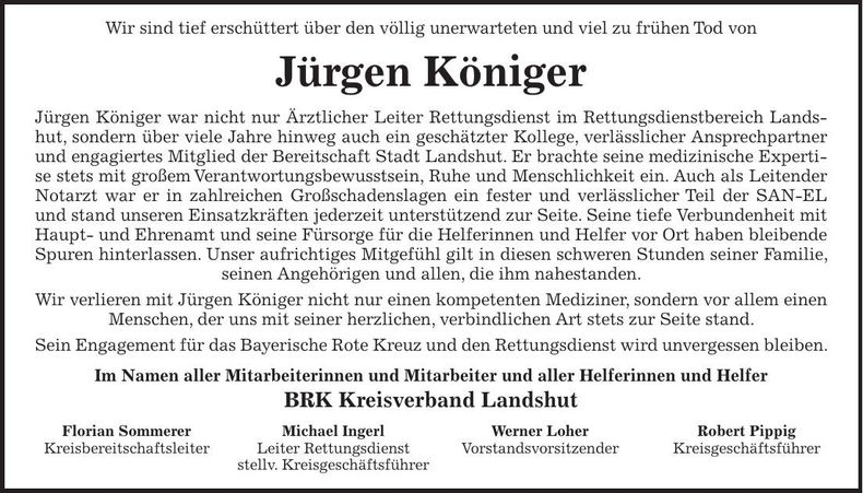 Traueranzeige Jürgen Königer
