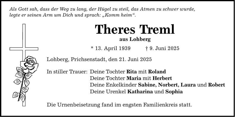 Traueranzeige Theres Treml