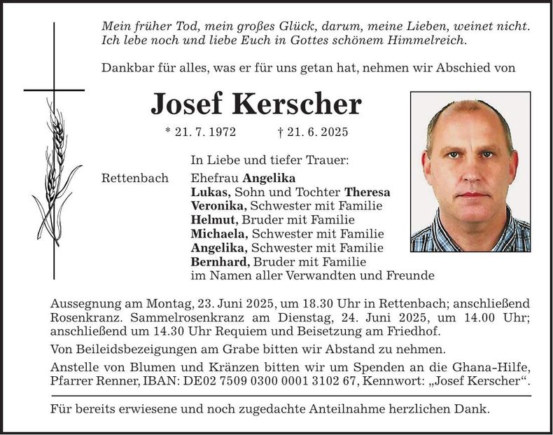 Traueranzeige Josef Kerscher