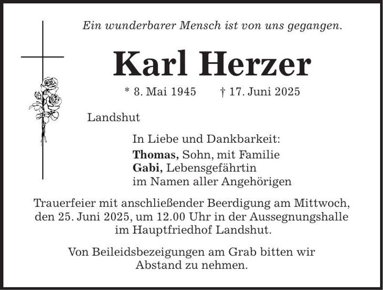 Traueranzeige Karl Herzer
