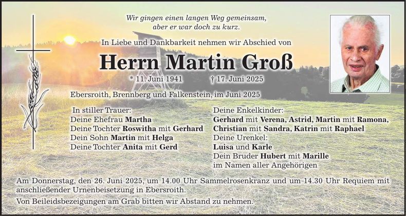 Traueranzeige Martin Groß