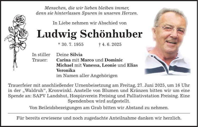 Traueranzeige Ludwig Schönhuber