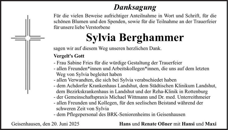 Traueranzeige Sylvia Berghammer