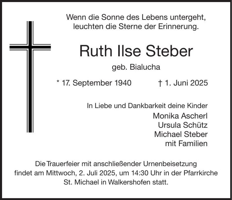 Traueranzeige Ruth Ilse Steber