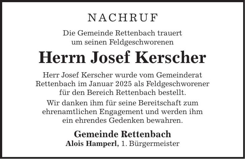 Traueranzeige Josef Kerscher