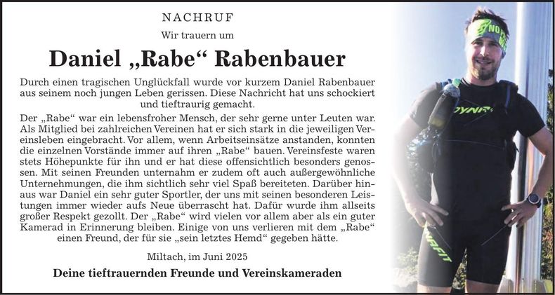 Traueranzeige Daniel Rabenbauer